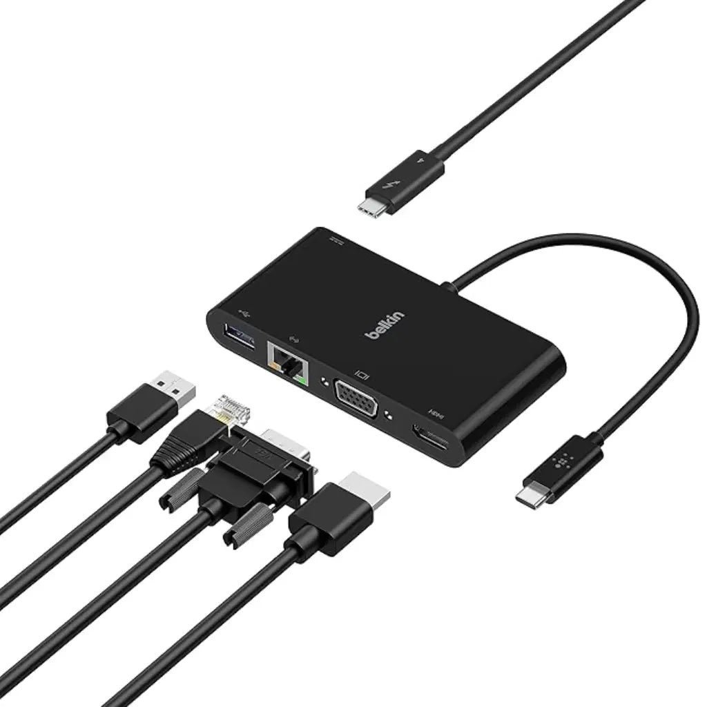 Belkin 100W USB-C Multimedia Hub and Charging Adapter with Integrated Tethered Cable