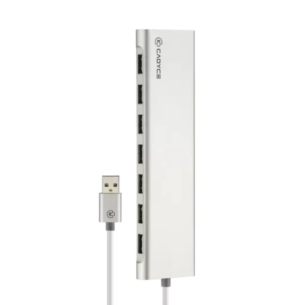 CADYCE CA-U7H USB 2.0 7-Port High-Speed Data Hub with External Power Adapter