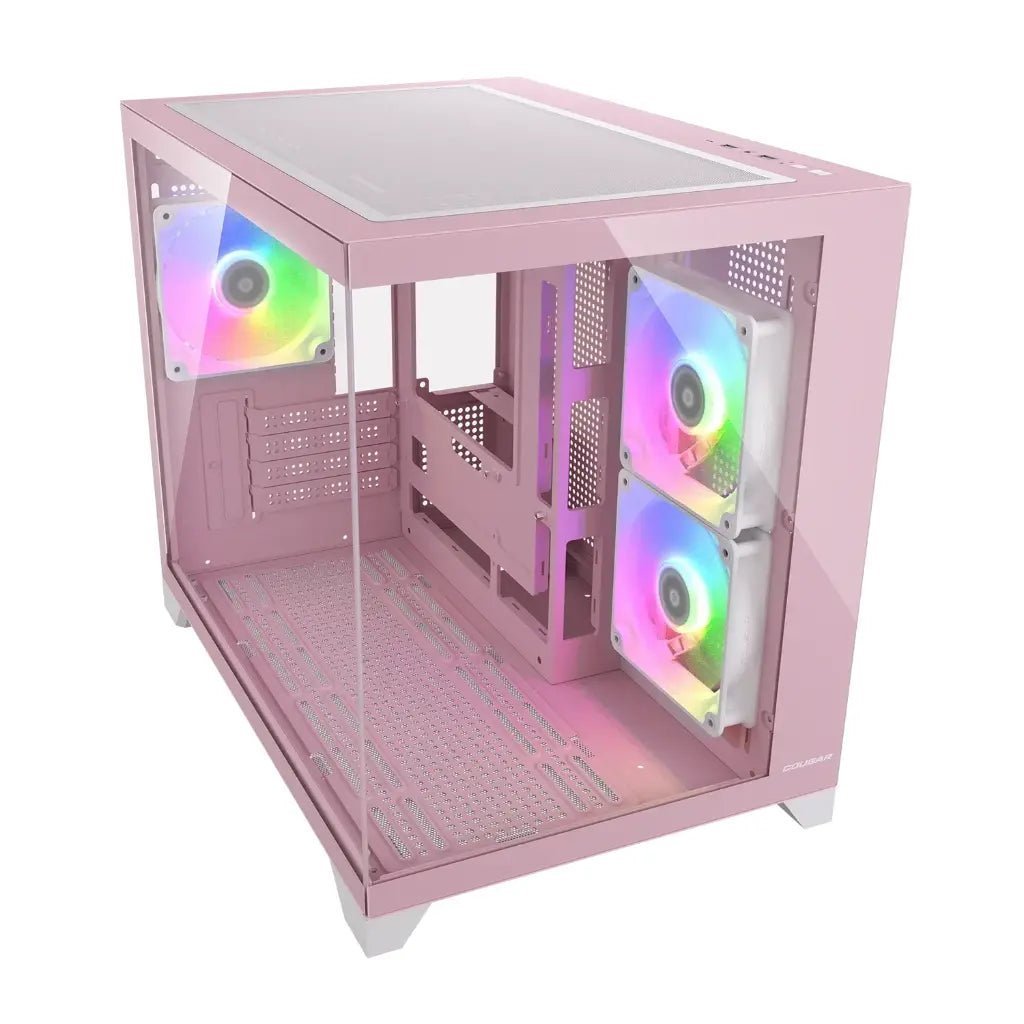 Cougar FV150 Mini RGB Dual Chamber Tempered Glass Mini Tower PC Case - Pink