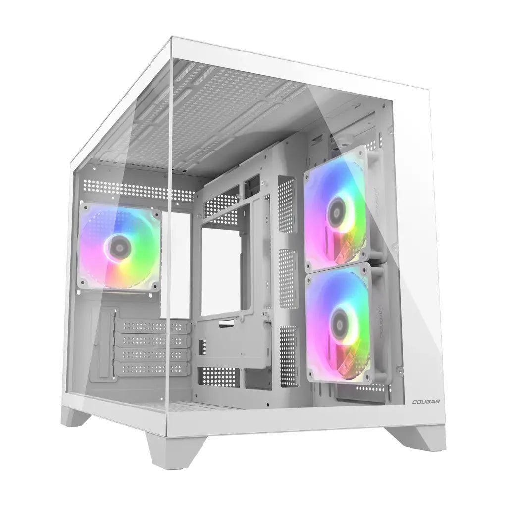 Cougar FV150 Mini RGB Dual-Chamber Tempered Glass Mini Tower PC Case - White