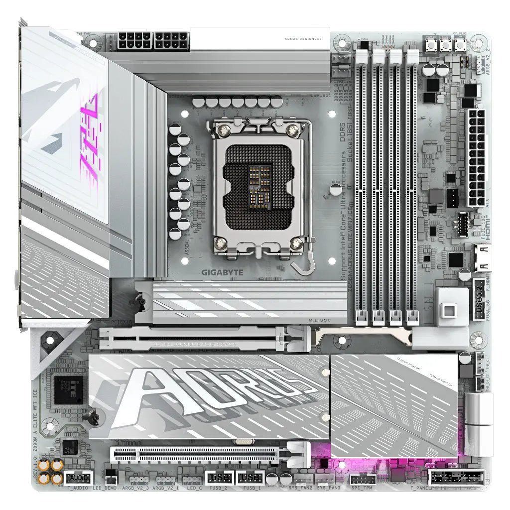 Gigabyte Z890M AORUS ELITE WI-FI 7 ICE Intel Z890 LGA1851 DDR5 Micro ATX Motherboard - White Edition
