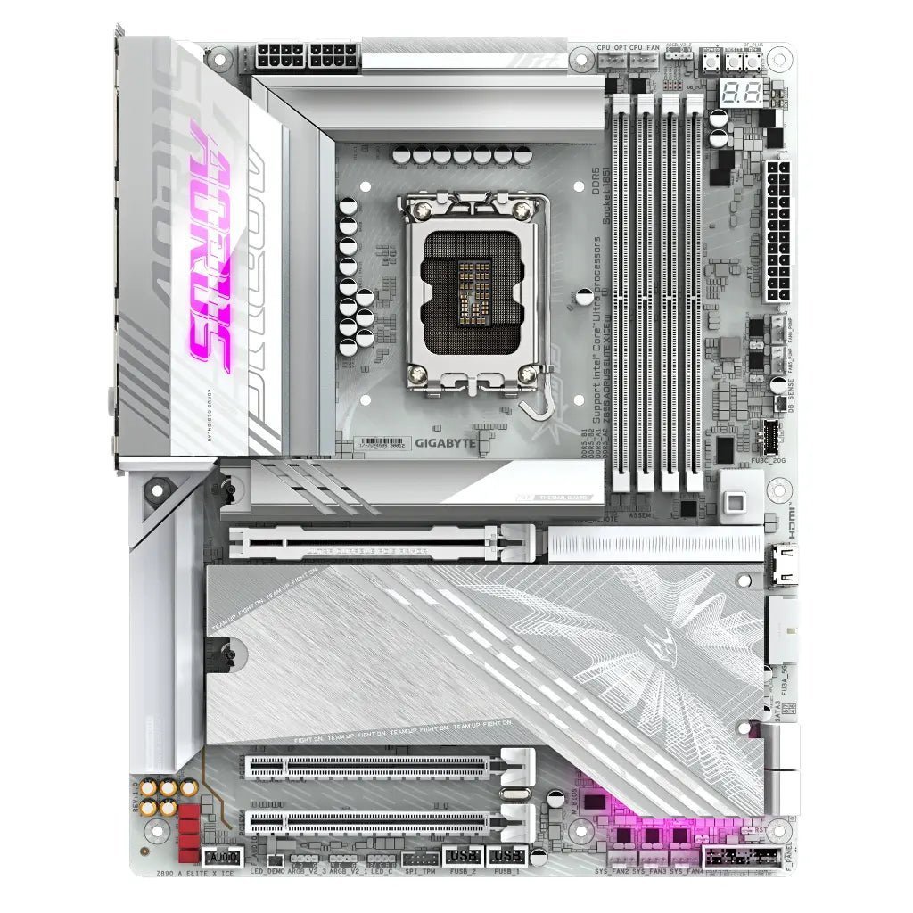 Gigabyte Z890 AORUS ELITE X ICE Wi-Fi 7 Intel LGA1851 DDR5 ATX Motherboard - Premium White Edition