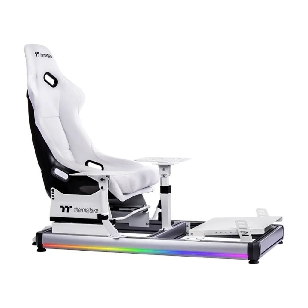 Thermaltake GF500 Snow White Aluminum Flight Simulator Cockpit with RGB Gaming Seat