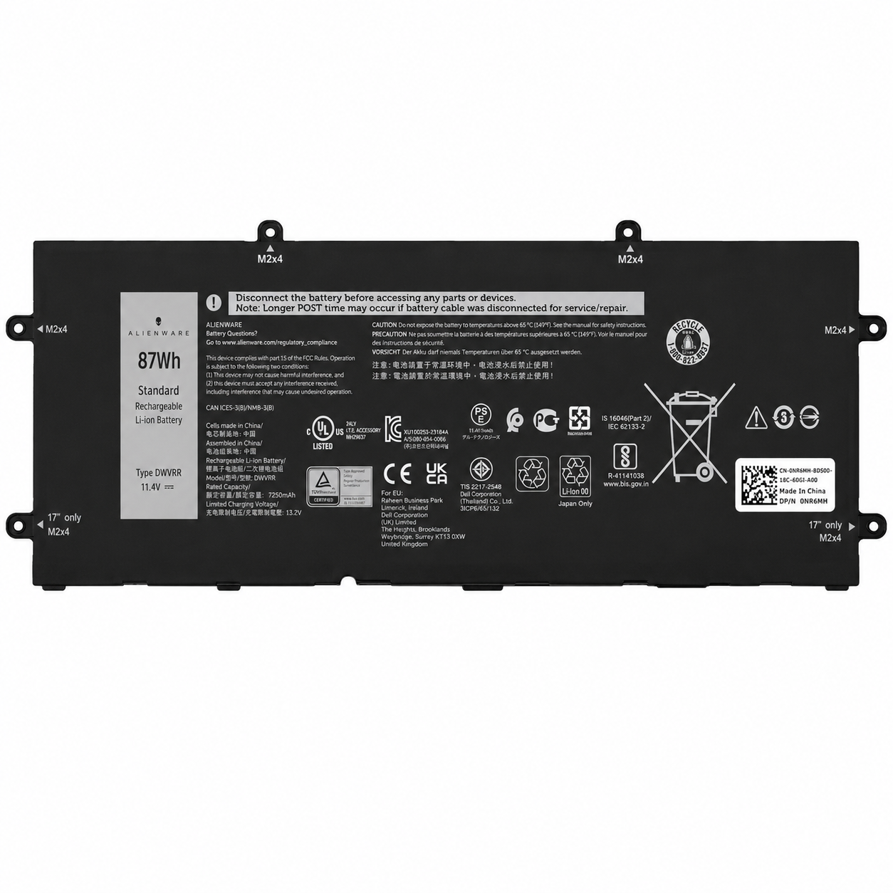 Dell DWVRR 87WHr Original Laptop Battery for Alienware X15