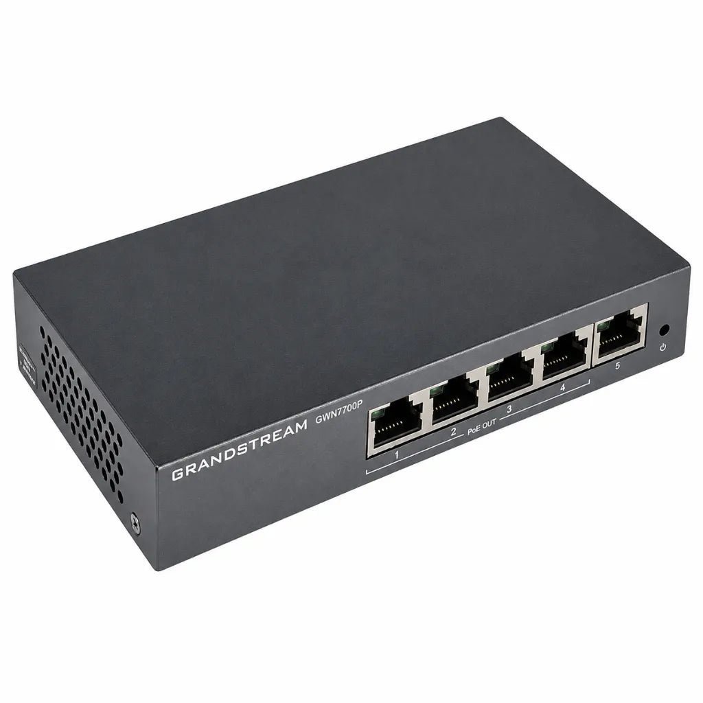 Grandstream GWN7700P 5-Port Gigabit PoE+ Unmanaged Network Switch - High-Performance Desktop Networking Solution Grandstream GWN7700P 5-Port Gigabit PoE+ Unmanaged Network Switch - High-Performance Desktop Networking Solution