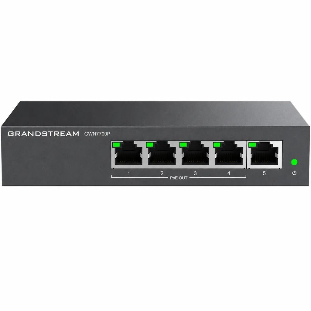 Grandstream GWN7700P 5-Port Gigabit PoE+ Unmanaged Network Switch - High-Performance Desktop Networking Solution Grandstream GWN7700P 5-Port Gigabit PoE+ Unmanaged Network Switch - High-Performance Desktop Networking Solution