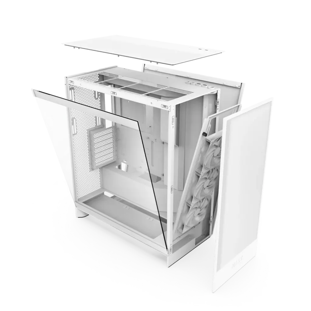 NZXT H7 Flow RGB Tempered Glass Compact Mid-Tower ATX Airflow PC Case - White Edition NZXT H7 Flow RGB Tempered Glass Compact Mid-Tower ATX Airflow PC Case - White Edition